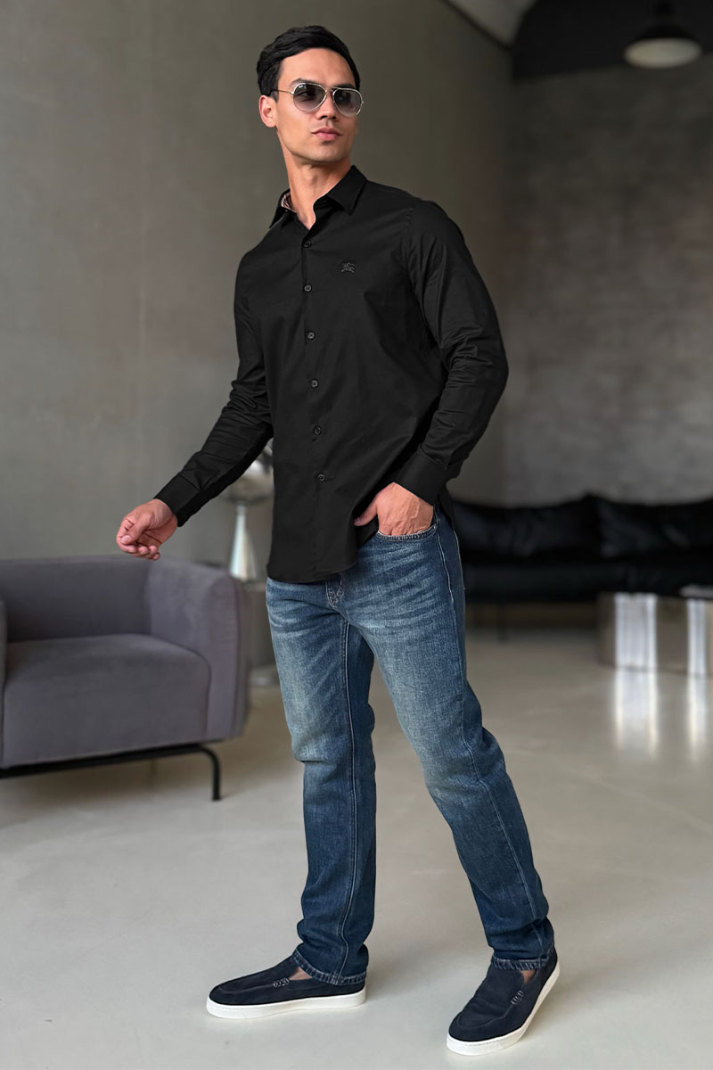 Burberry Мужская рубашка logo-embroidered - Black