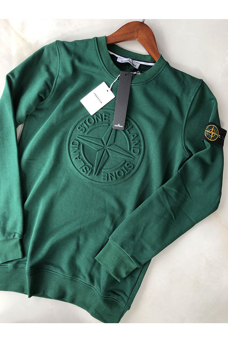Stone Island Мужской светло-зелёный свитшот с патчем на плече embossed logo