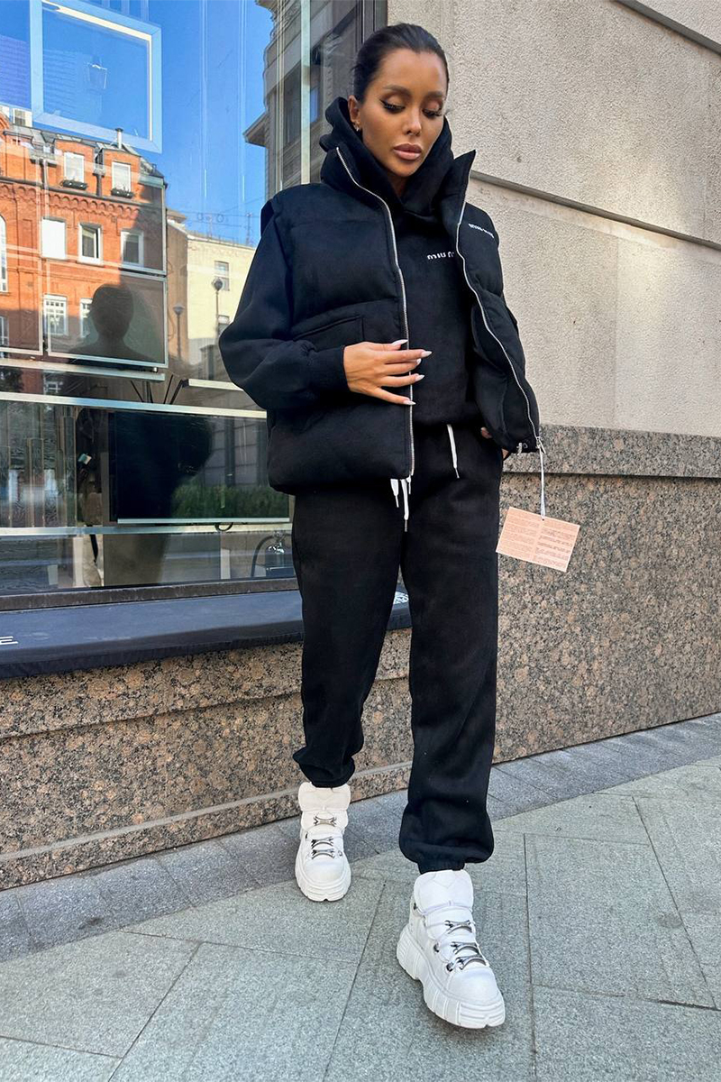MIU MIU Женский чёрный костюм тройка 
