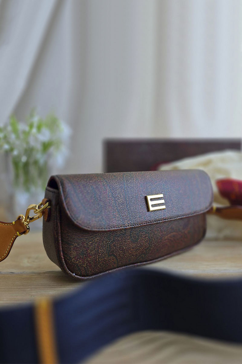 Etro Кожаная сумка с узором пейсли 20x9 см