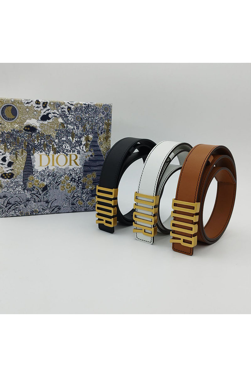 Dior Женский кожаный ремень D-Fence - длина 80 / 85 см (3 расцветки)