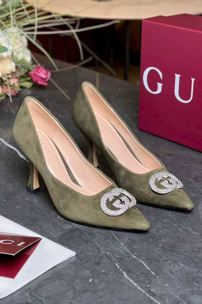 Gucci Женские замшевые туфли GG premium