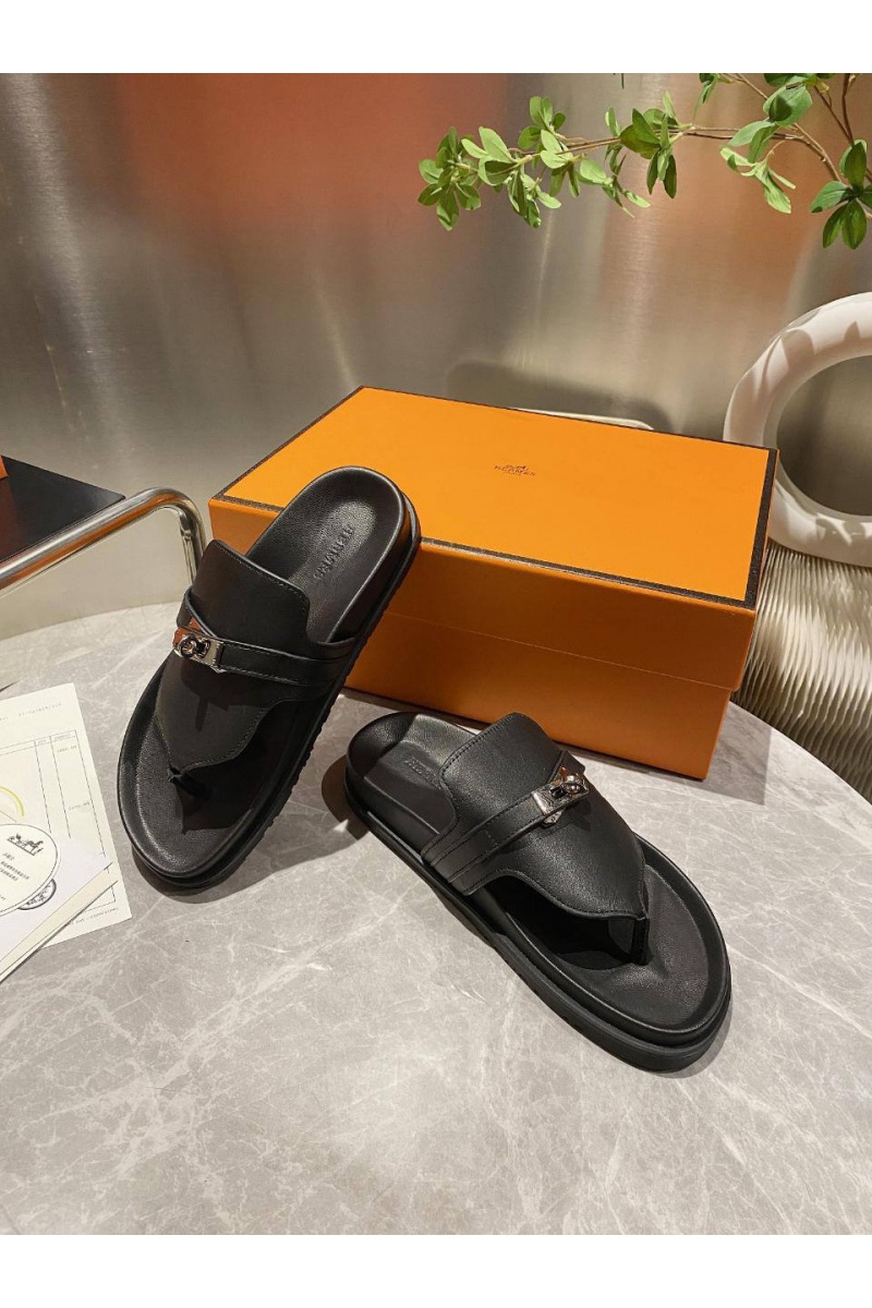 Hermes Женские кожаные шлёпанцы Empire premium
