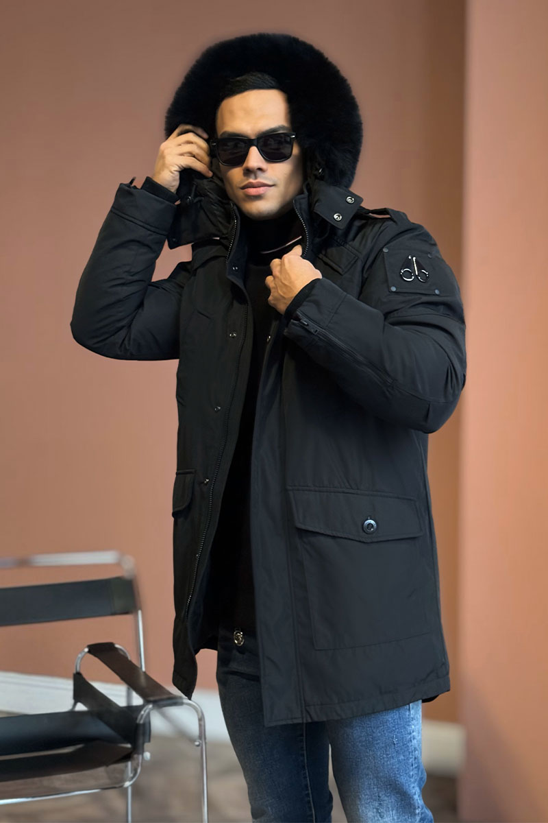 Designer Clothing Парка чёрного цвета Moose Knuckles Gold Series Stag Lake 