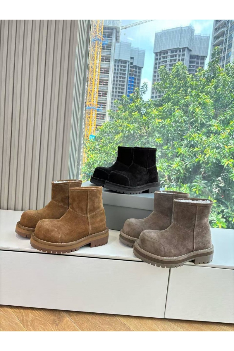 Balenciaga Женские замшевые ботинки с мехом Alaska Fur High Boot Premium - Chestnut