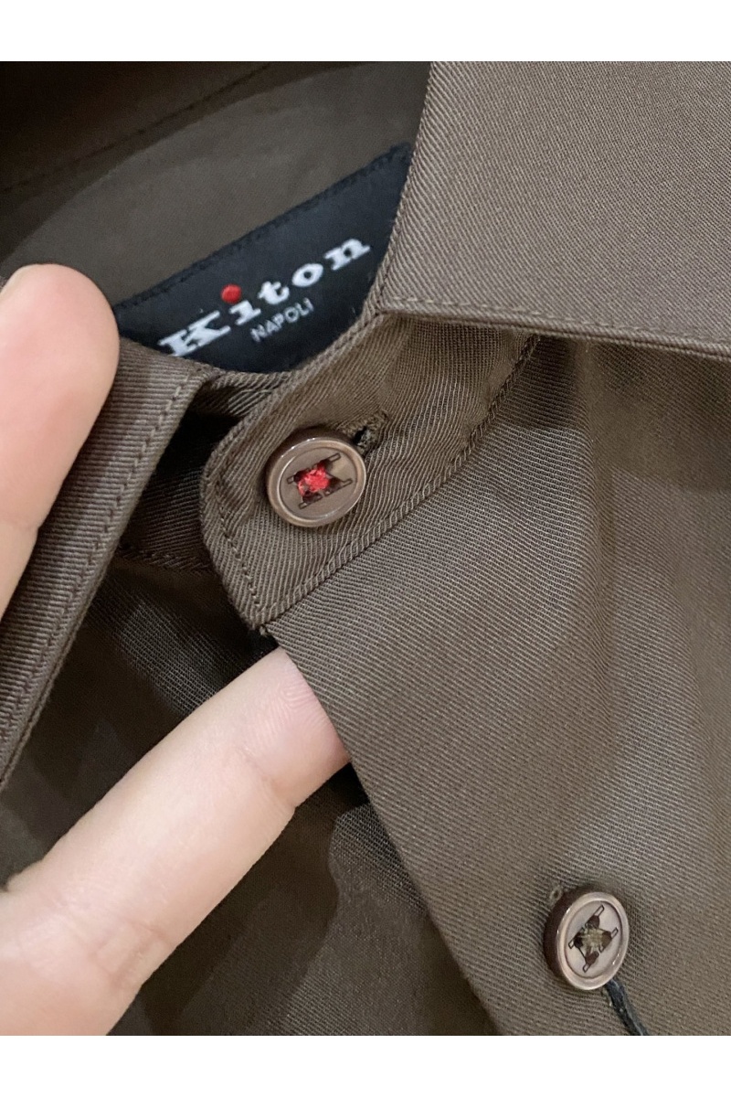 Kiton Мужская коричневая рубашка premium