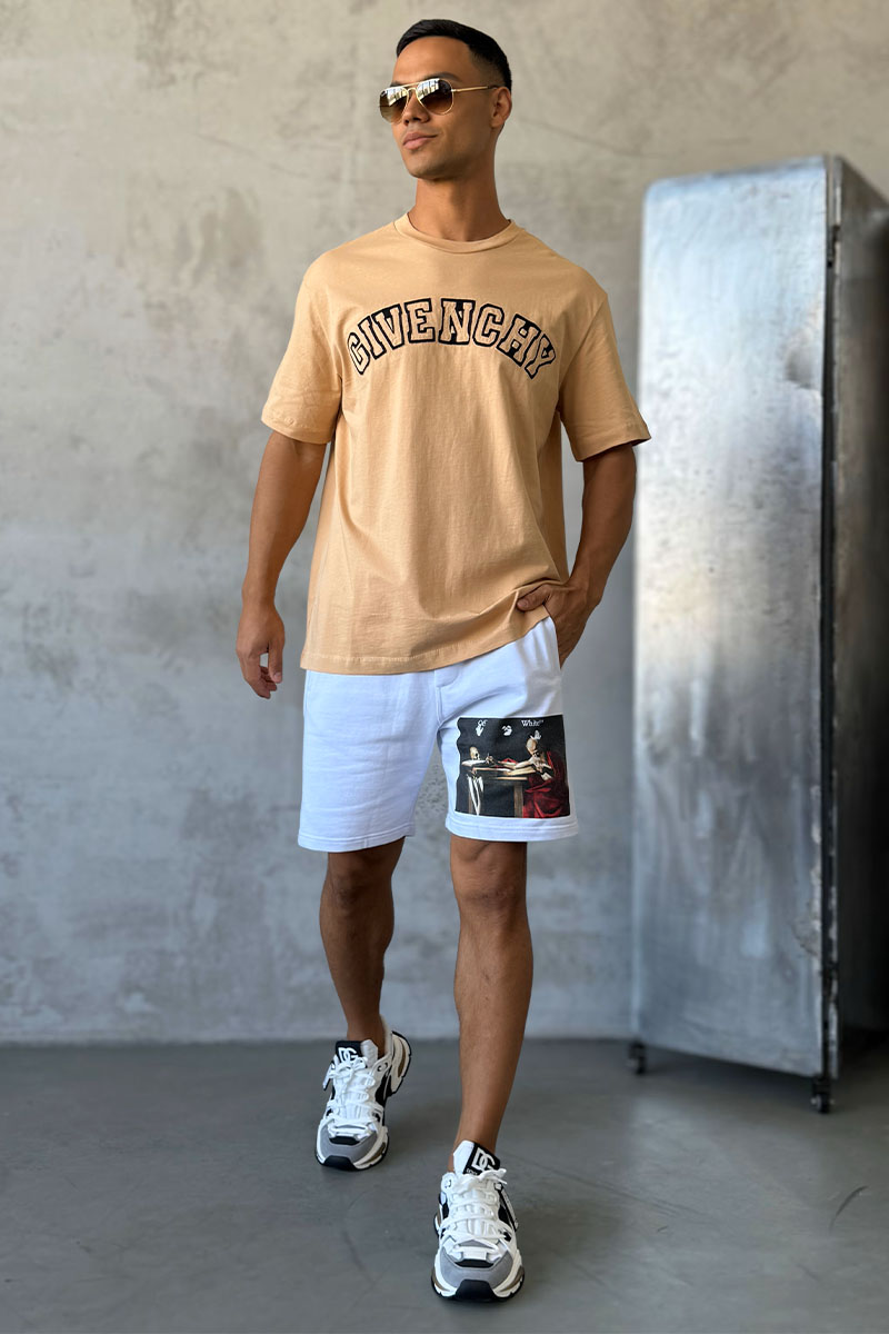 Off-White Мужские белые шорты Caravaggio Print 