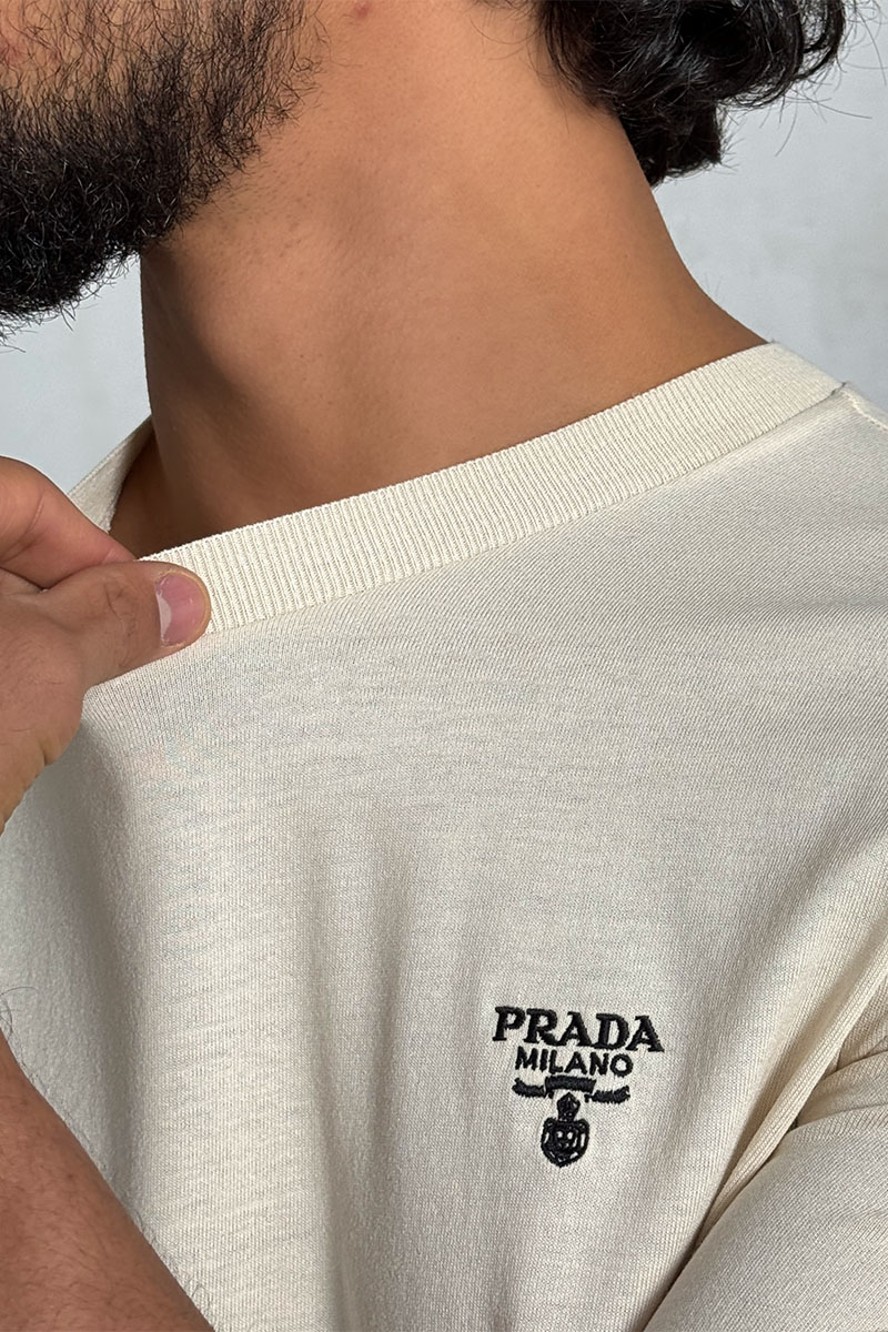 Prada Мужская бежевая футболка 