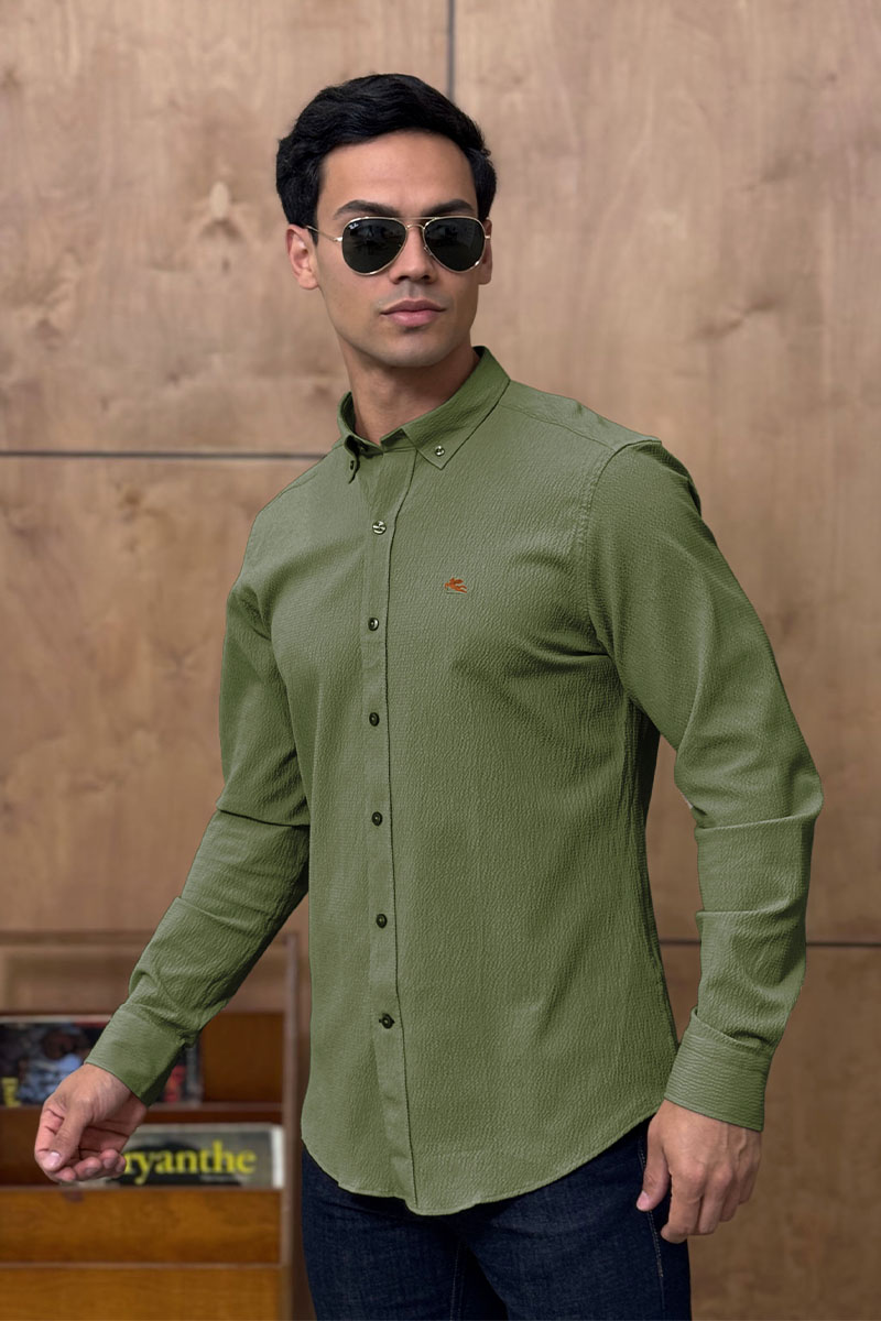 Etro Мужская зелёная рубашка Pegasus logo