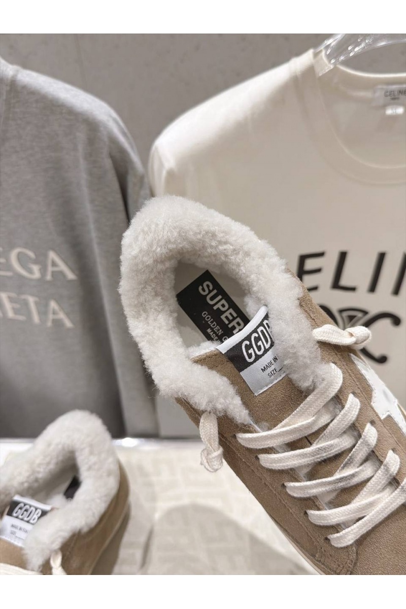 Designer Clothing Женские замшевые кроссовки с мехом Golden Goose Ball Star premium