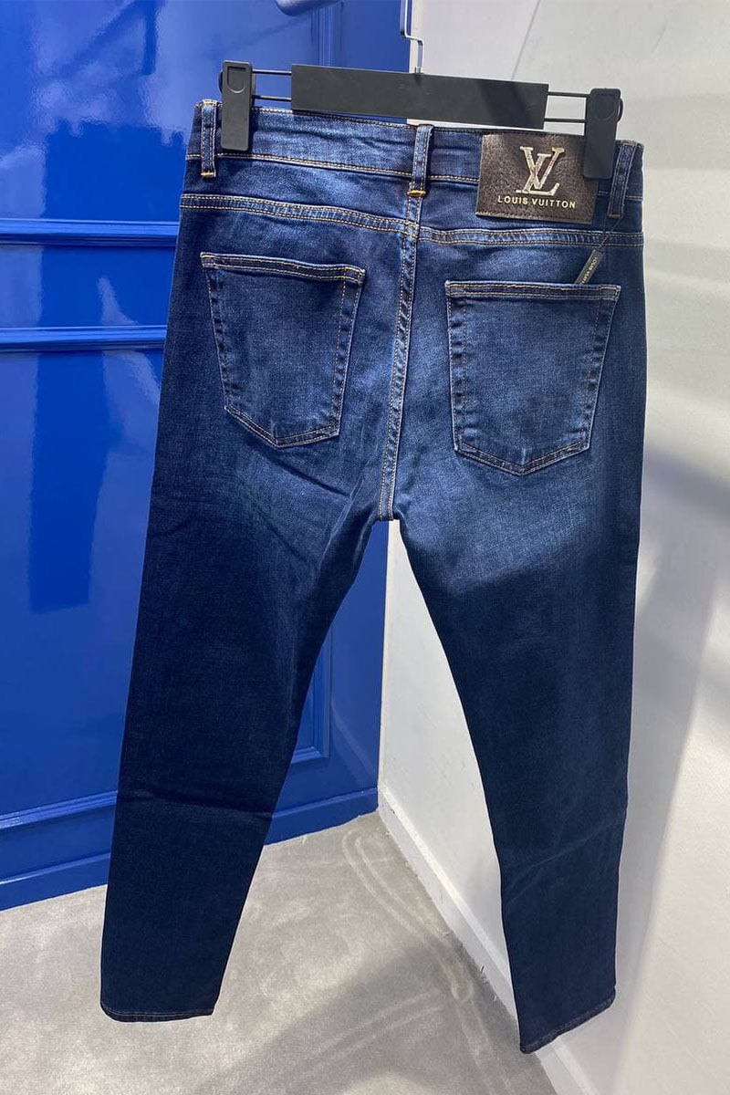 Lоuis Vuittоn Брендовые мужские джинсы синего цвета