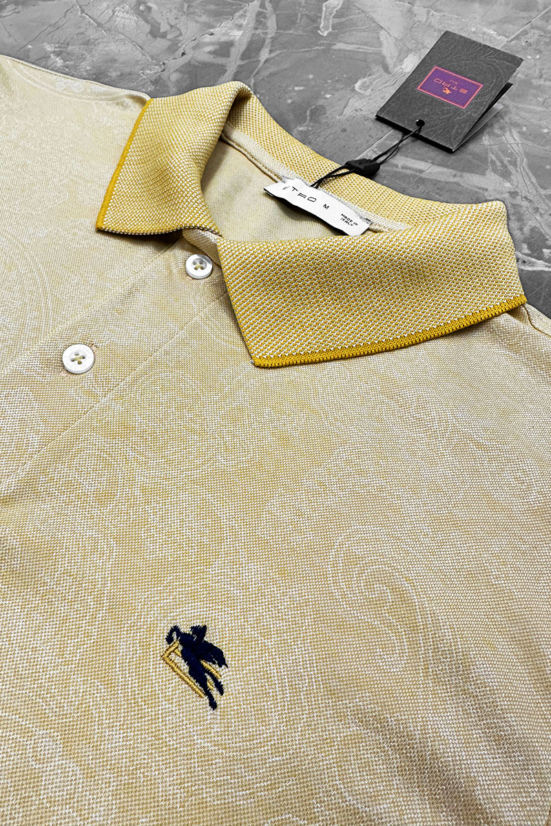 Etro Жёлтое поло с узором пейсли