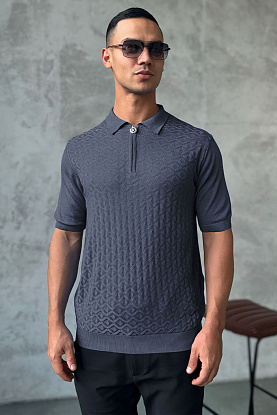 Мужское поло цвета индиго 