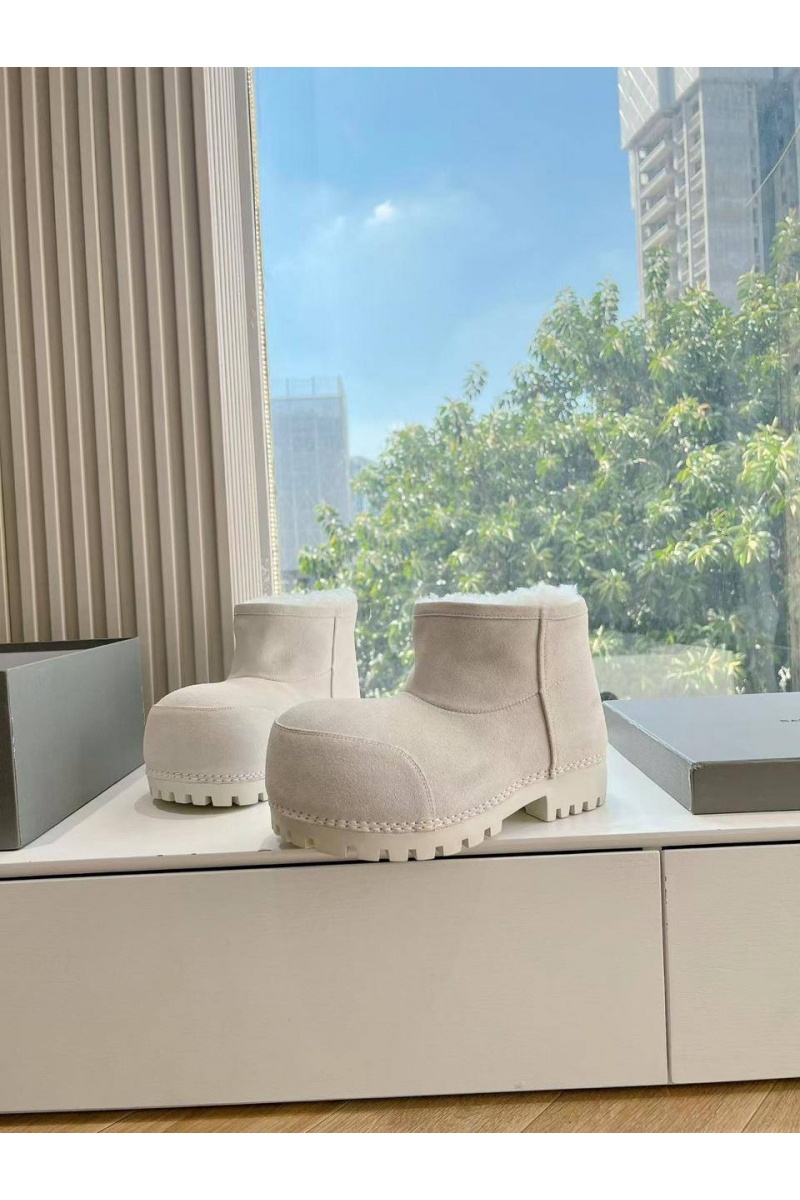 Balenciaga Женские ботинки Alaska Fur Bootie premium - White