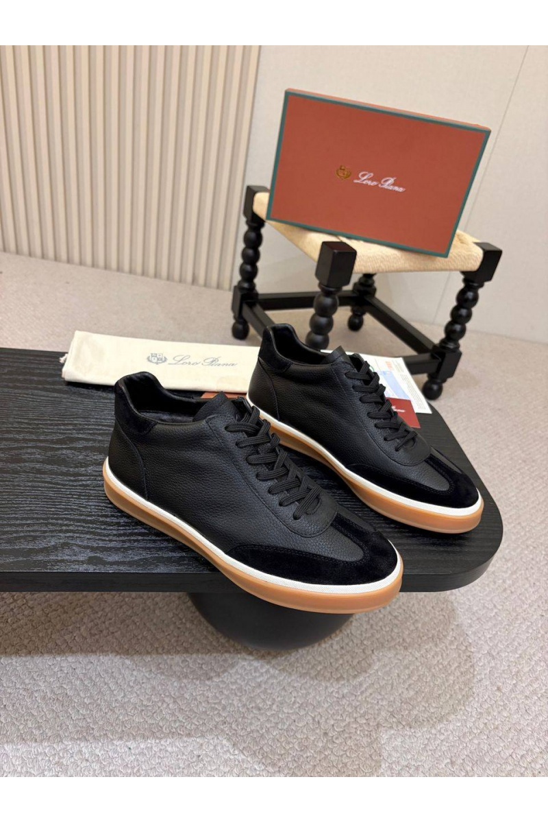 Loro Piana Кожаные кроссовки с мехом high-top