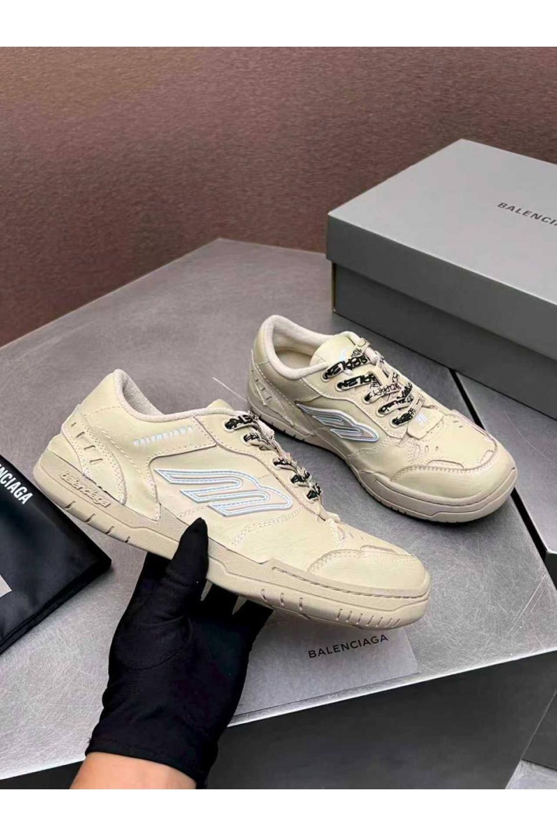 Balenciaga Женские кожаные кроссовки Hamptons Worn-Out premium
