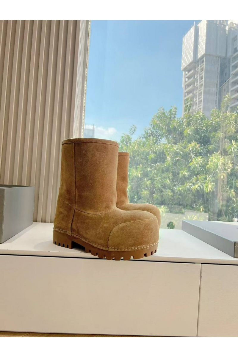 Balenciaga Женские ботинки Premium Alaska Fur Low Boot  - Brown