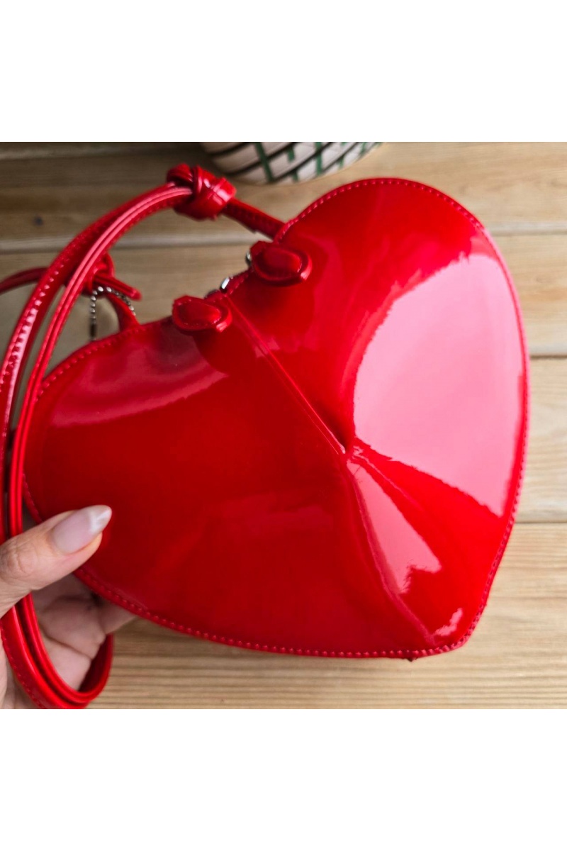 Designer Clothing Женская лакированная сумка Alaia Le Coeur 22x15 см - Red