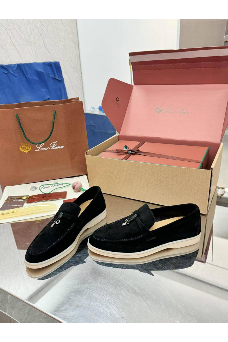 Loro Piana Женские замшевые лоферы Summer Charms Walk premium