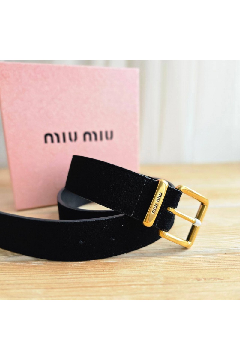 MIU MIU Замшевый ремень чёрного цвета - длина 80 / 85 см