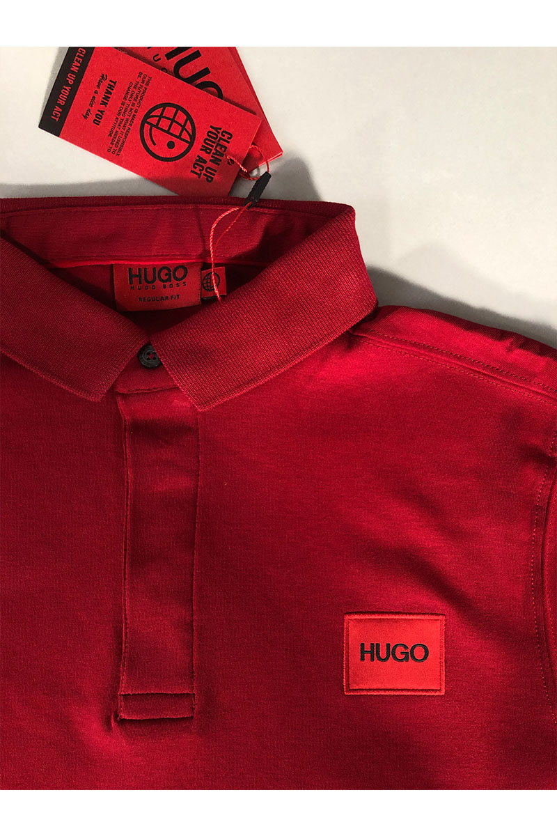 Hugо Воss Бордовое поло с длинным рукавом logo-patch