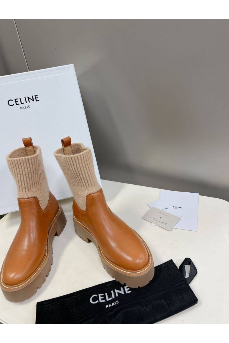 Celine Женские комбинированные сапоги Premium - Brown