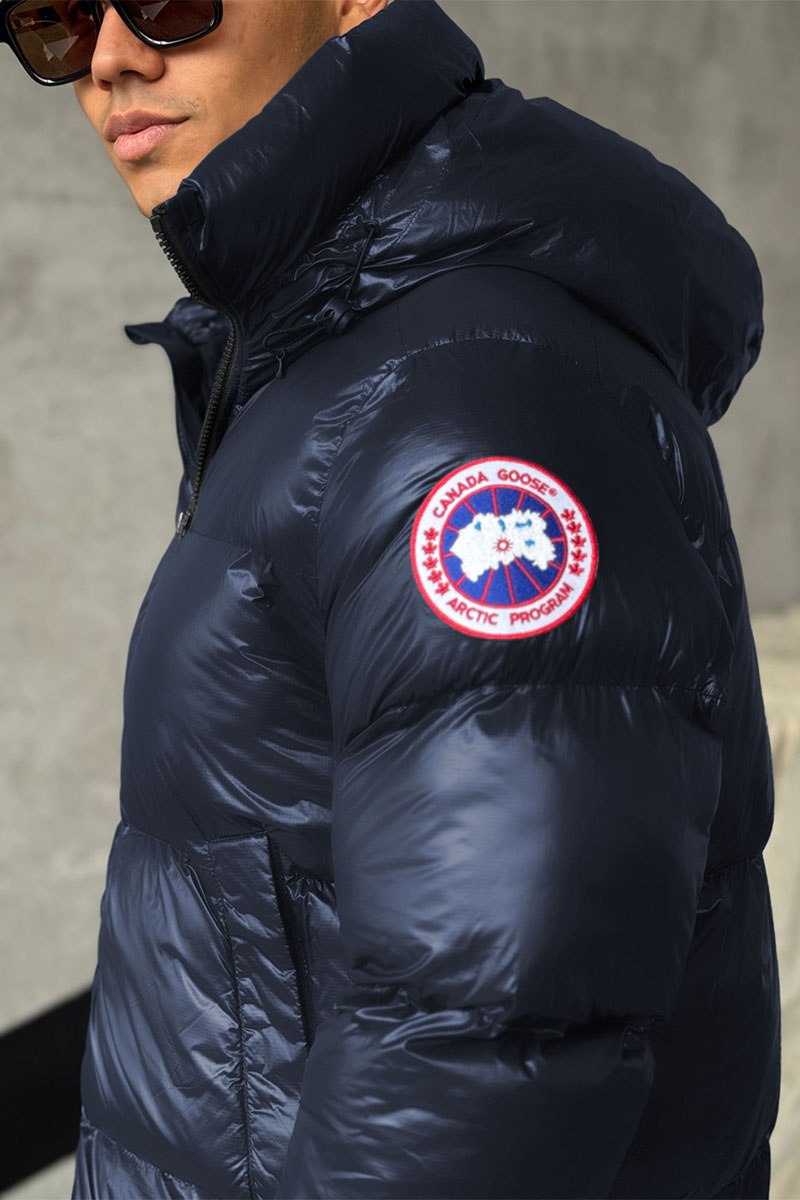 Canada Goose Мужской тёмно-синий пуховик logo-patch 