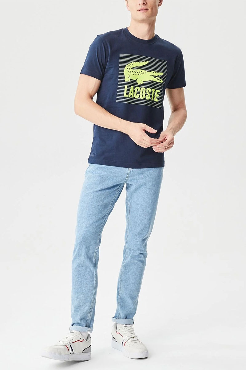 Lacoste Мужская тёмно-синяя футболка crocodile print 