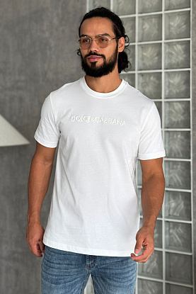 Мужская белая футболка logo-embroidered