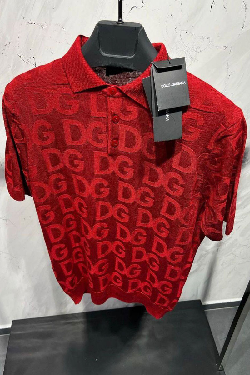 Dolce&Gabbana Классическое мужское поло красного цвета