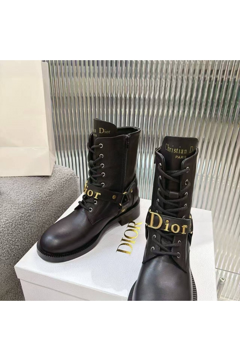 Dior Женские кожаные ботинки на шнуровке 
