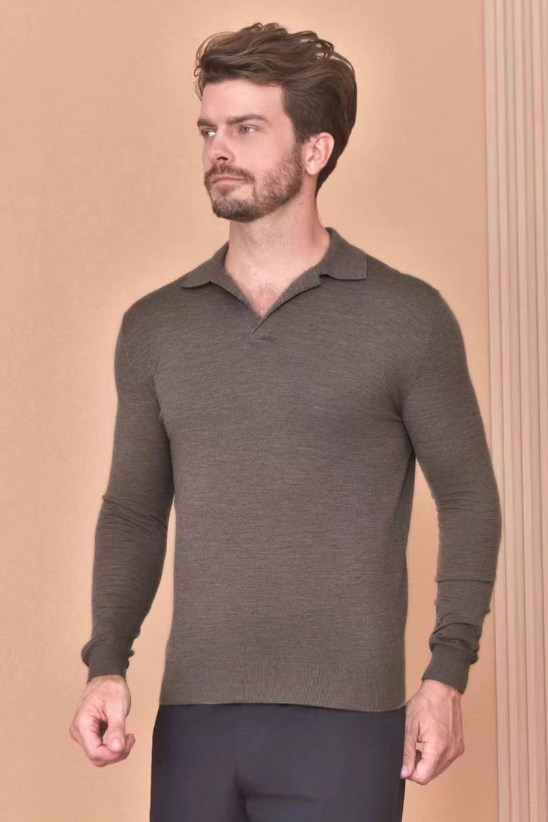 Loro Piana Поло с длинным рукавом Premium - Gray Coffee