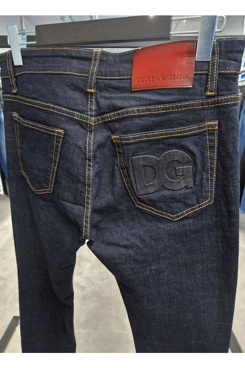 Dоlсе & Gаbbаnа Мужские тёмно-синие джинсы embossed logo