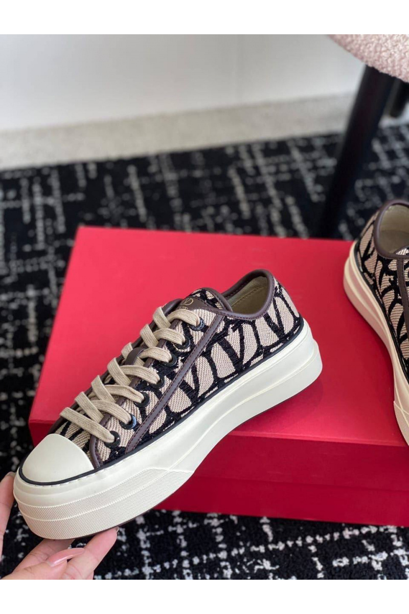 Valentino Женские кеды Toile Iconographe premium - Brown