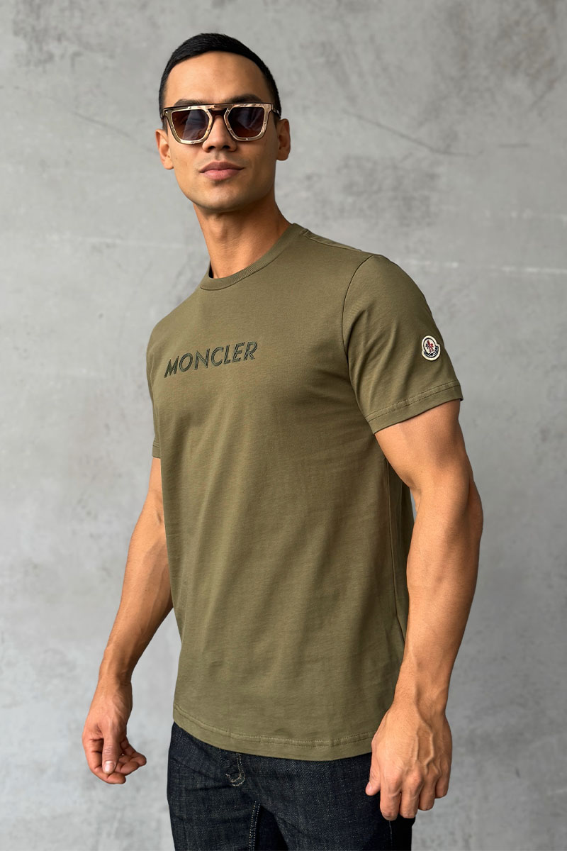 Moncler Мужская футболка logo-patch - Khaki