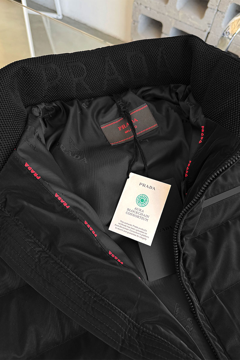 Prada Куртка с вязаными рукавами Linea Rossa - Black