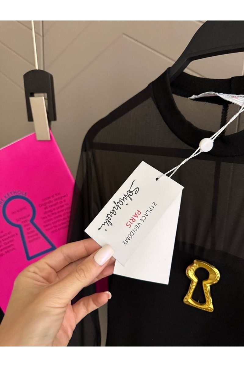 Schiaparelli Женский лонгслив с микро-сеткой чёрного цвета