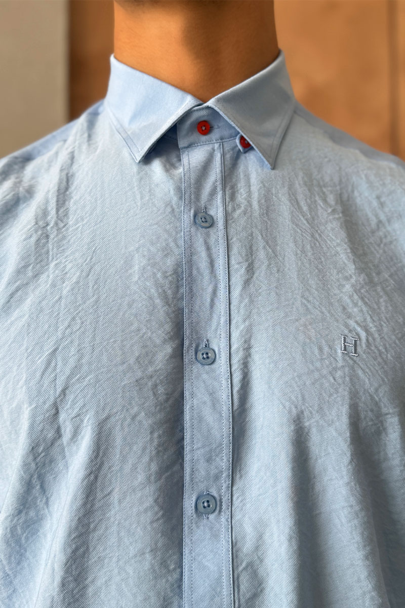 Hermes Мужская рубашка H embroidered - Blue 