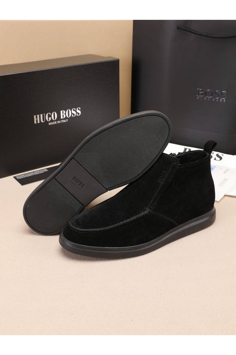 Hugо Воss Замшевые лоферы с мехом high-top - Black