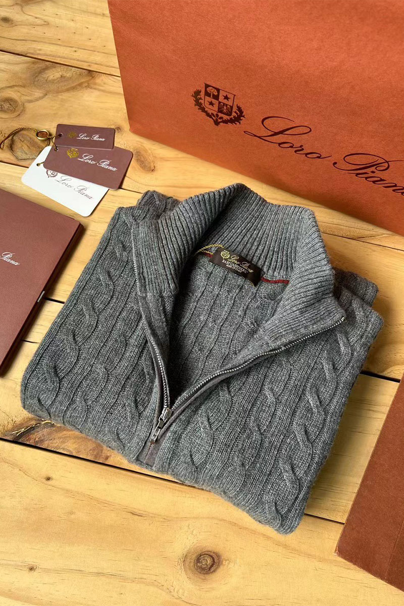 Loro Piana Кашемировый свитер Premium zip-neck - Dark Grey