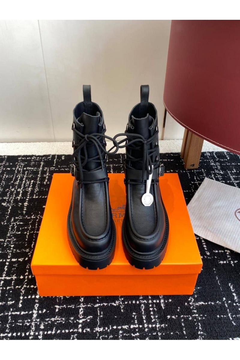 Hermes Женские кожаные ботинки Land Ankle premium