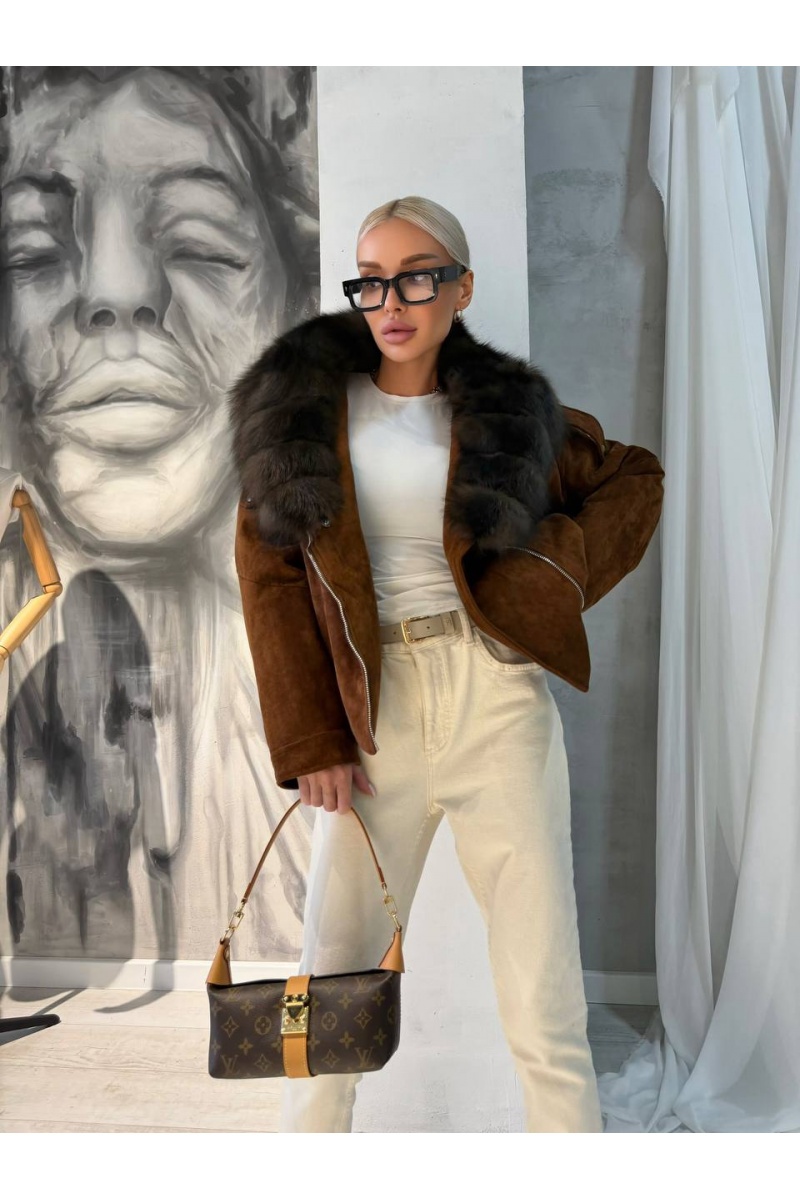 Max Mara Женский бомбер с натуральным мехом premium