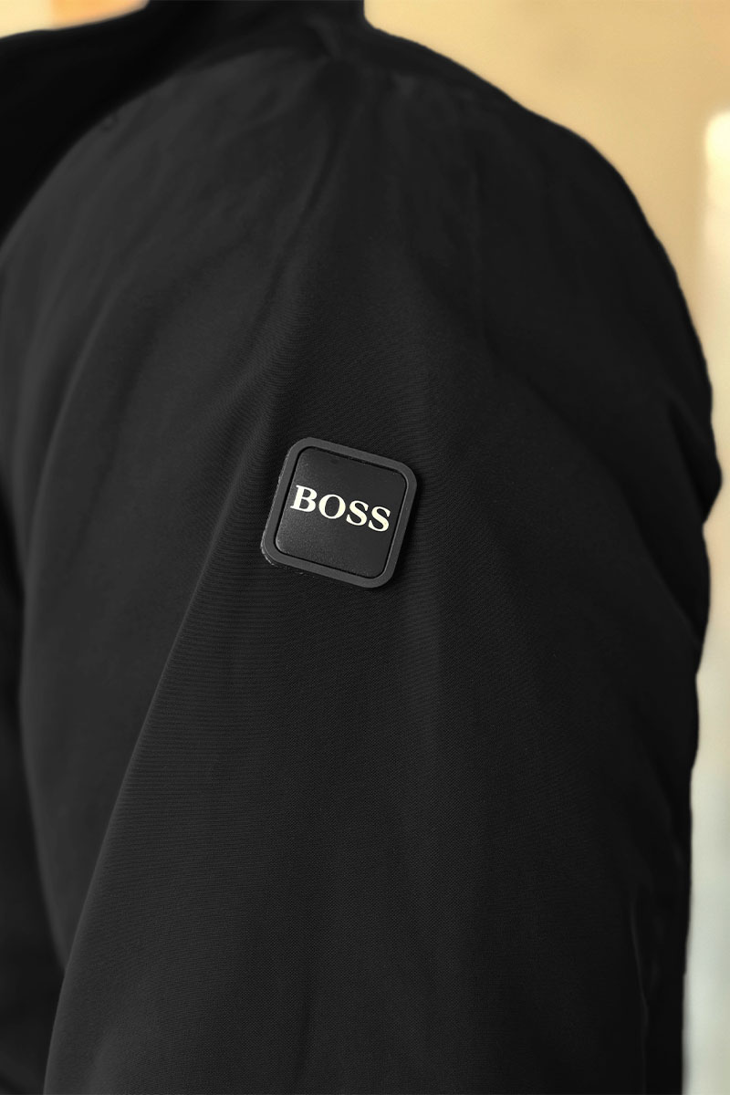 Hugо Воss Мужская чёрная ветровка logo-patch