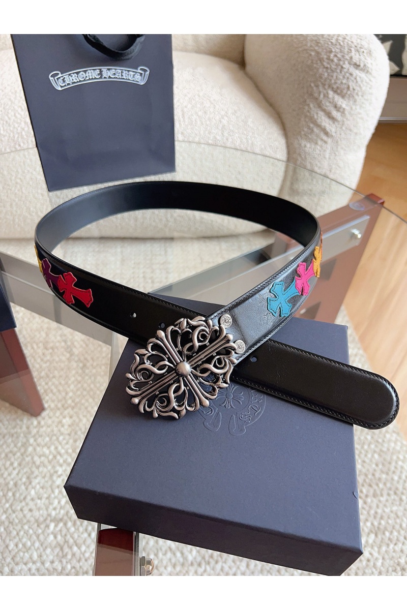 Chrome Hearts Кожаный ремень Cross Patch Cemetery premium