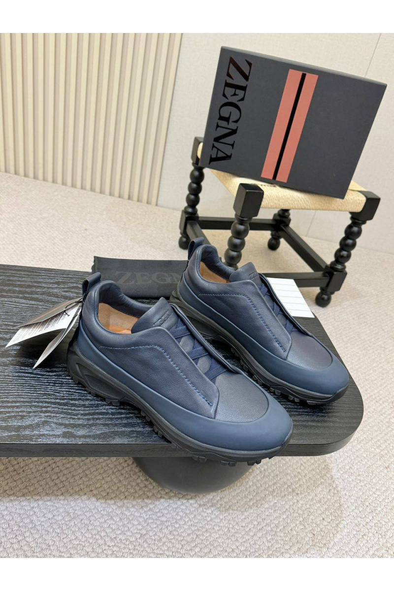 Zegna Кожаные кроссовки Triple Stitch Monte - Blue
