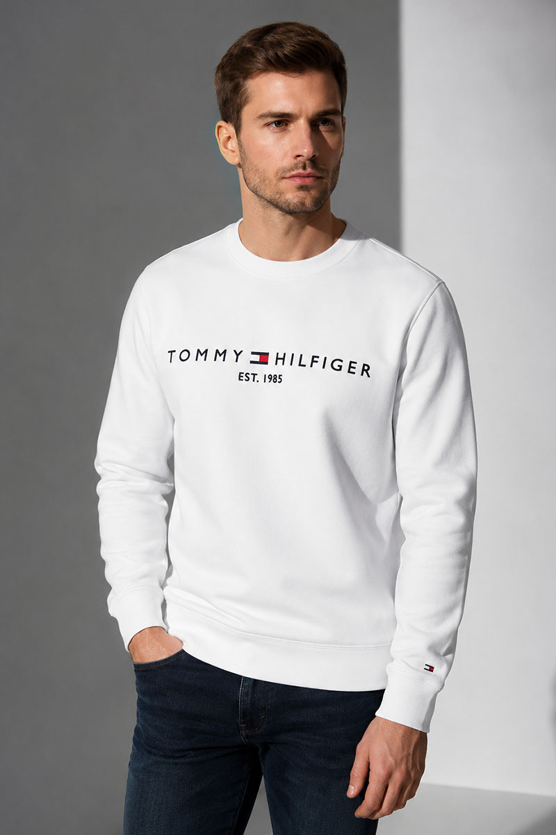 Tommy Hilfiger Свитшот белого цвета logo-embroidered 