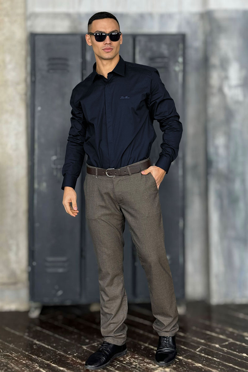 Loro Piana Мужская тёмно-синяя рубашка logo-embroidered
