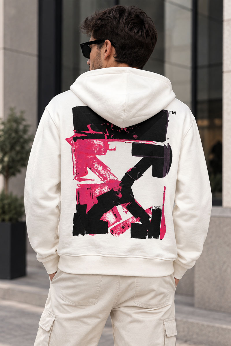 Off-White Белое оверсайз худи Acrylic Arrow