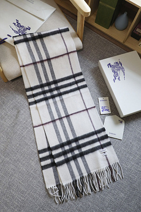 Шарф two-tone Check premium 168x30 см - White