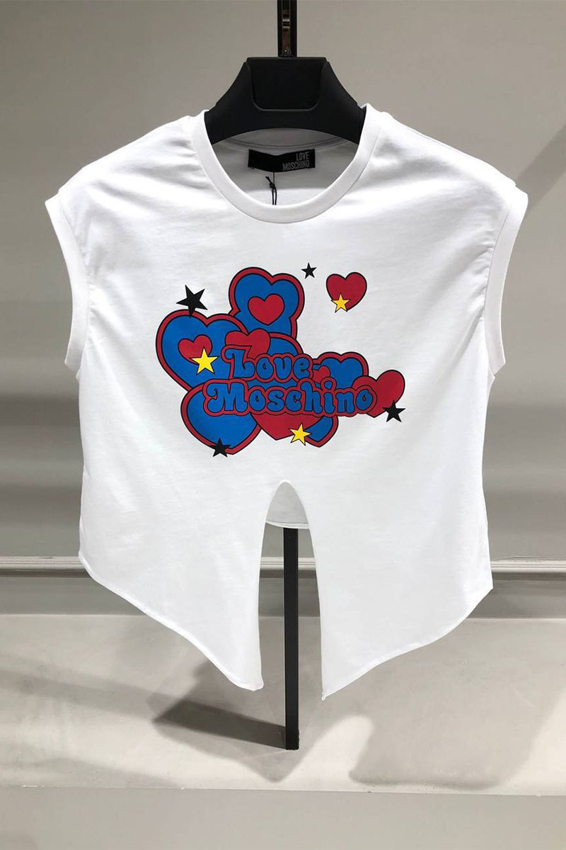 Moschino Женский белый топ Hearts print